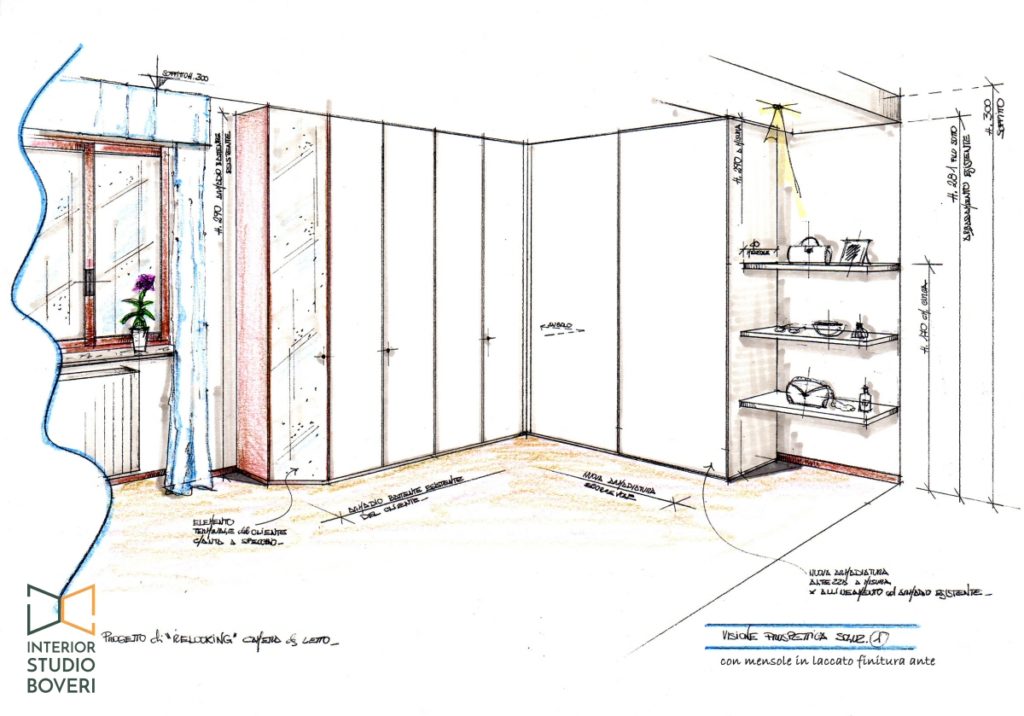 Relooking camera da letto 05 prospettiva - Interior studio Boveri