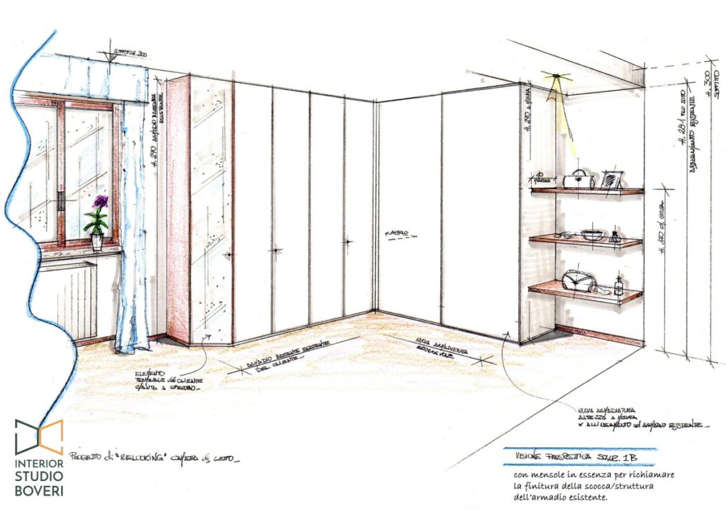 Relooking camera da letto 06 prospettiva - Interior studio Boveri